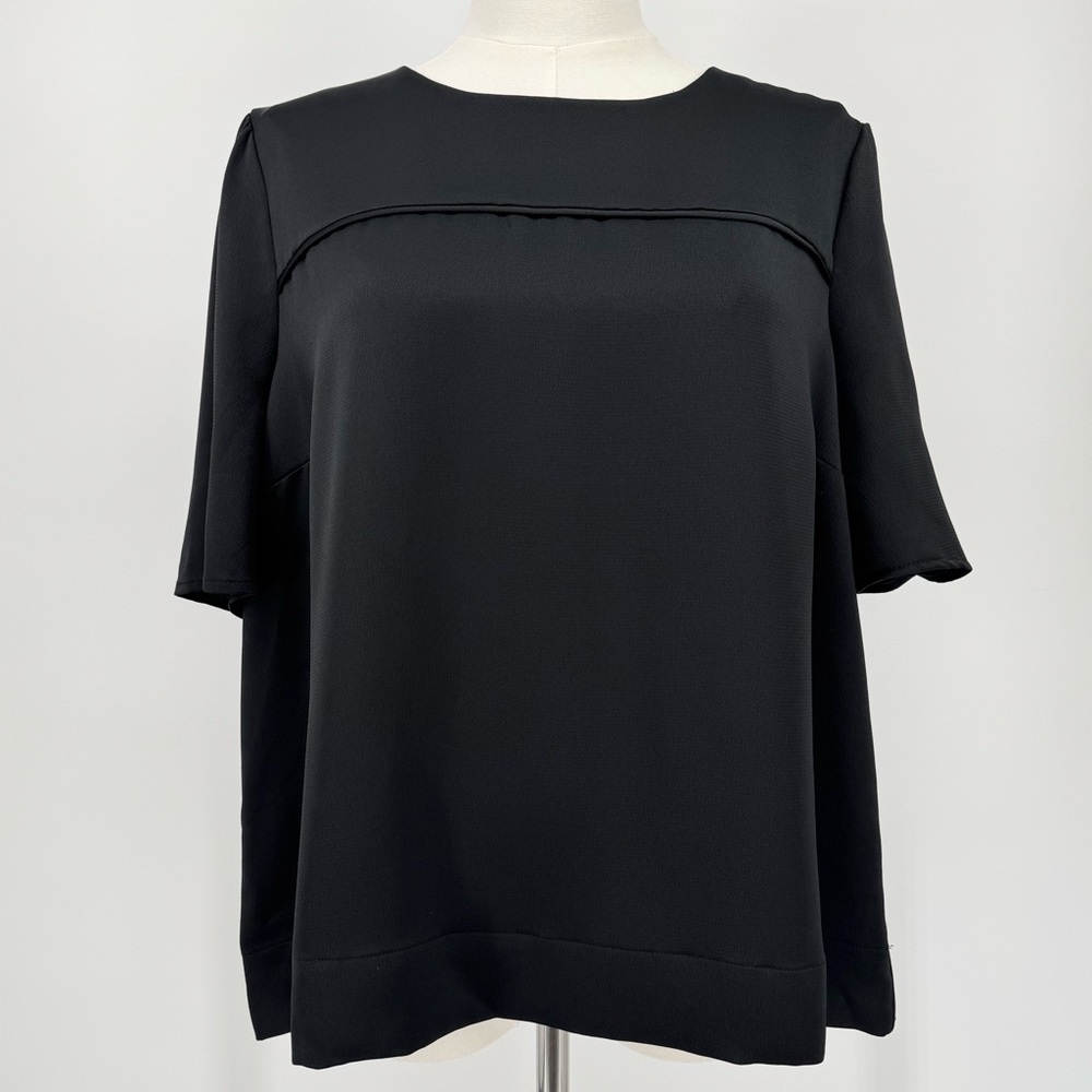 NWT J. Crew Hammered Satin Top Women's Size 14 Black Classic Minimalist